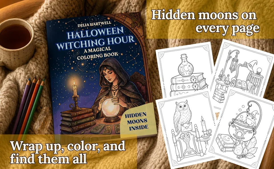 Halloween Witching Hour — colored pages and book preview