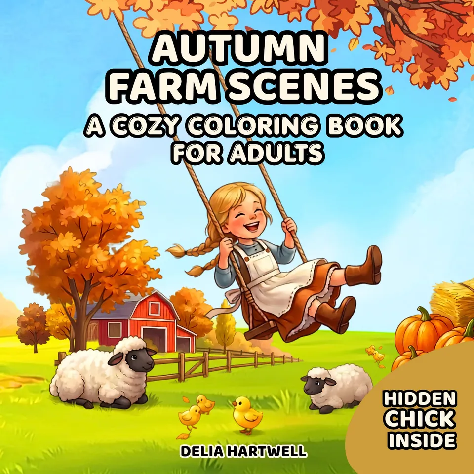 Autumn Farm Scenes — coloring book cover
